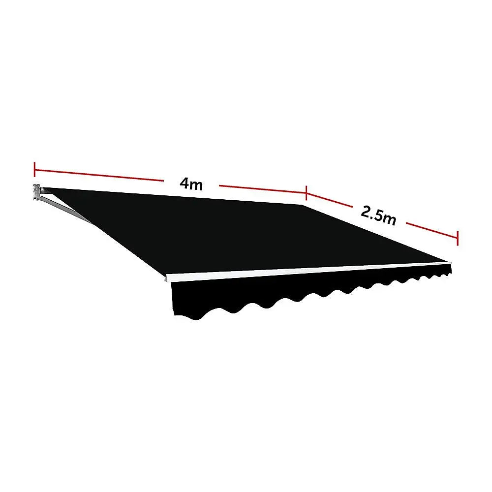 Motorised Outdoor Folding Arm Awning Retractable Sunshade Canopy Black 4.0m x 2.5m - Home & Garden > Shading