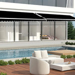 Motorised Outdoor Folding Arm Awning Retractable Sunshade Canopy Black 5.0m x 3.0m - Home & Garden > Shading
