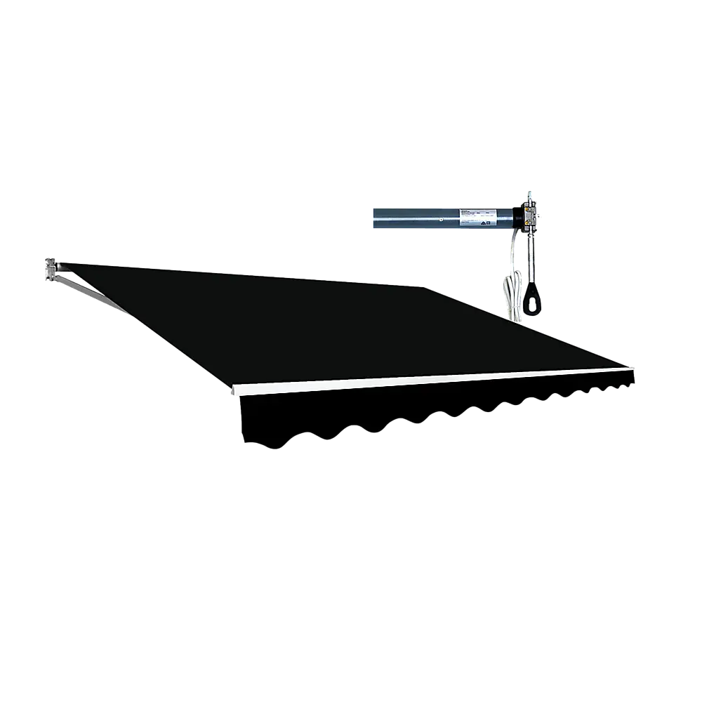 Motorised Outdoor Folding Arm Awning Retractable Sunshade Canopy Black 5.0m x 3.0m - Home & Garden > Shading