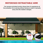Motorised Outdoor Folding Arm Awning Retractable Sunshade Canopy Black 5.0m x 3.0m - Home & Garden > Shading