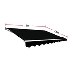 Motorised Outdoor Folding Arm Awning Retractable Sunshade Canopy Black 3.0m x 2.5m - Home & Garden > Shading