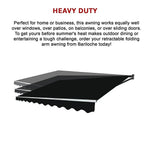 Motorised Outdoor Folding Arm Awning Retractable Sunshade Canopy Black 5.0m x 3.0m - Home & Garden > Shading