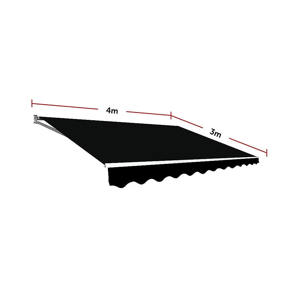 Motorised Outdoor Folding Arm Awning Retractable Sunshade Canopy Black 4.0m x 3.0m - Home & Garden > Shading