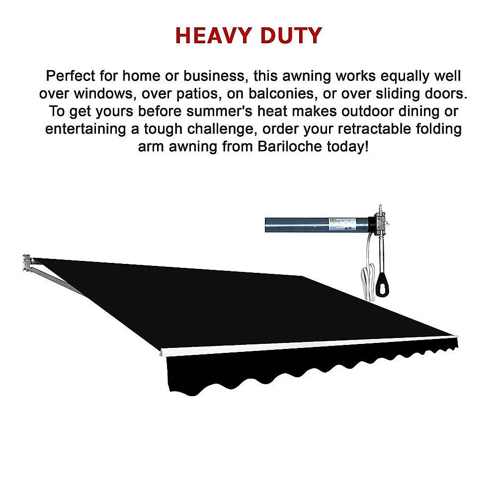 Motorised Outdoor Folding Arm Awning Retractable Sunshade Canopy Black 3.0m x 2.5m - Home & Garden > Shading
