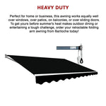 Motorised Outdoor Folding Arm Awning Retractable Sunshade Canopy Black 3.0m x 2.5m - Home & Garden > Shading