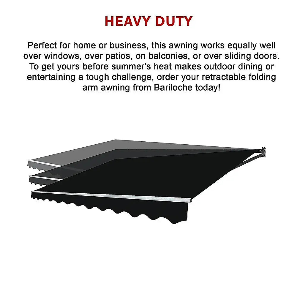 Motorised Outdoor Folding Arm Awning Retractable Sunshade Canopy Black 5.0m x 2.5m - Home & Garden > Shading