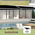 Motorised Outdoor Folding Arm Awning Retractable Sunshade Canopy Black 5.0m x 2.5m - Home & Garden > Shading