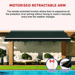 Motorised Outdoor Folding Arm Awning Retractable Sunshade Canopy Black 4.0m x 3.0m - Home & Garden > Shading