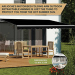 Motorised Outdoor Folding Arm Awning Retractable Sunshade Canopy Black 5.0m x 3.0m - Home & Garden > Shading