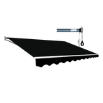Motorised Outdoor Folding Arm Awning Retractable Sunshade Canopy Black 3.0m x 2.5m - Home & Garden > Shading