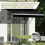 Motorised Outdoor Folding Arm Awning Retractable Sunshade Canopy Black 4.0m x 2.5m - Home & Garden > Shading