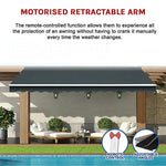 Motorised Outdoor Folding Arm Awning Retractable Sunshade Canopy Grey 5.0m x 2.5m - Home & Garden > Shading