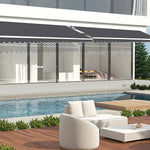 Motorised Outdoor Folding Arm Awning Retractable Sunshade Canopy Grey 5.0m x 3.0m - Home & Garden > Shading