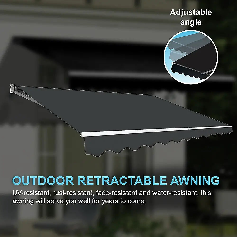 Motorised Outdoor Folding Arm Awning Retractable Sunshade Canopy Grey 3.0m x 2.5m - Home & Garden > Shading
