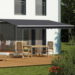 Motorised Outdoor Folding Arm Awning Retractable Sunshade Canopy Grey 5.0m x 2.5m - Home & Garden > Shading
