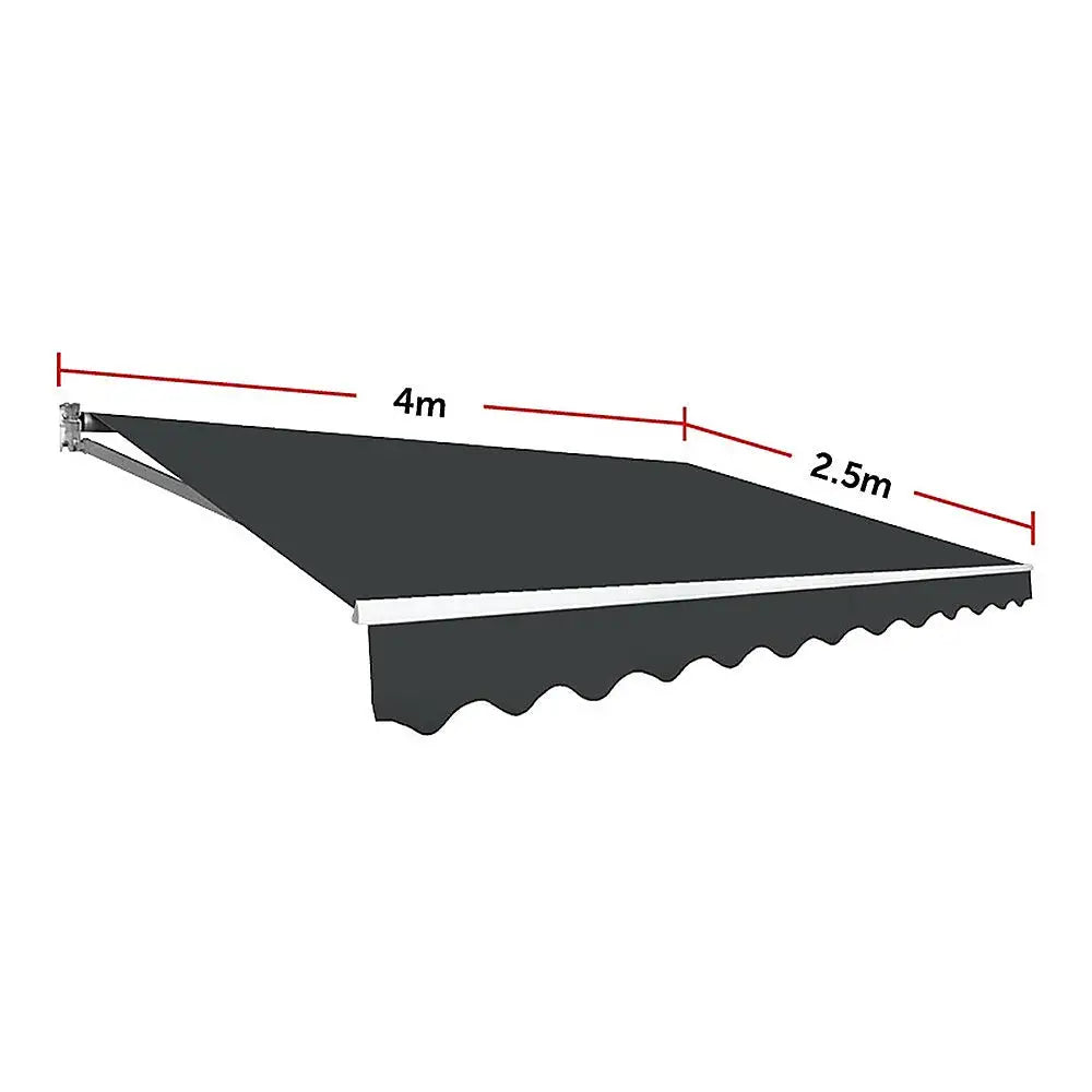Motorised Outdoor Folding Arm Awning Retractable Sunshade Canopy Grey 4.0m x 2.5m - Home & Garden > Shading