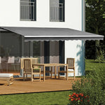 Motorised Outdoor Folding Arm Awning Retractable Sunshade Canopy Grey 3.0m x 2.5m - Home & Garden > Shading