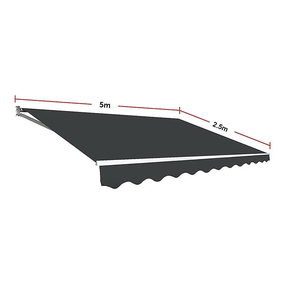 Motorised Outdoor Folding Arm Awning Retractable Sunshade Canopy Grey 5.0m x 2.5m - Home & Garden > Shading