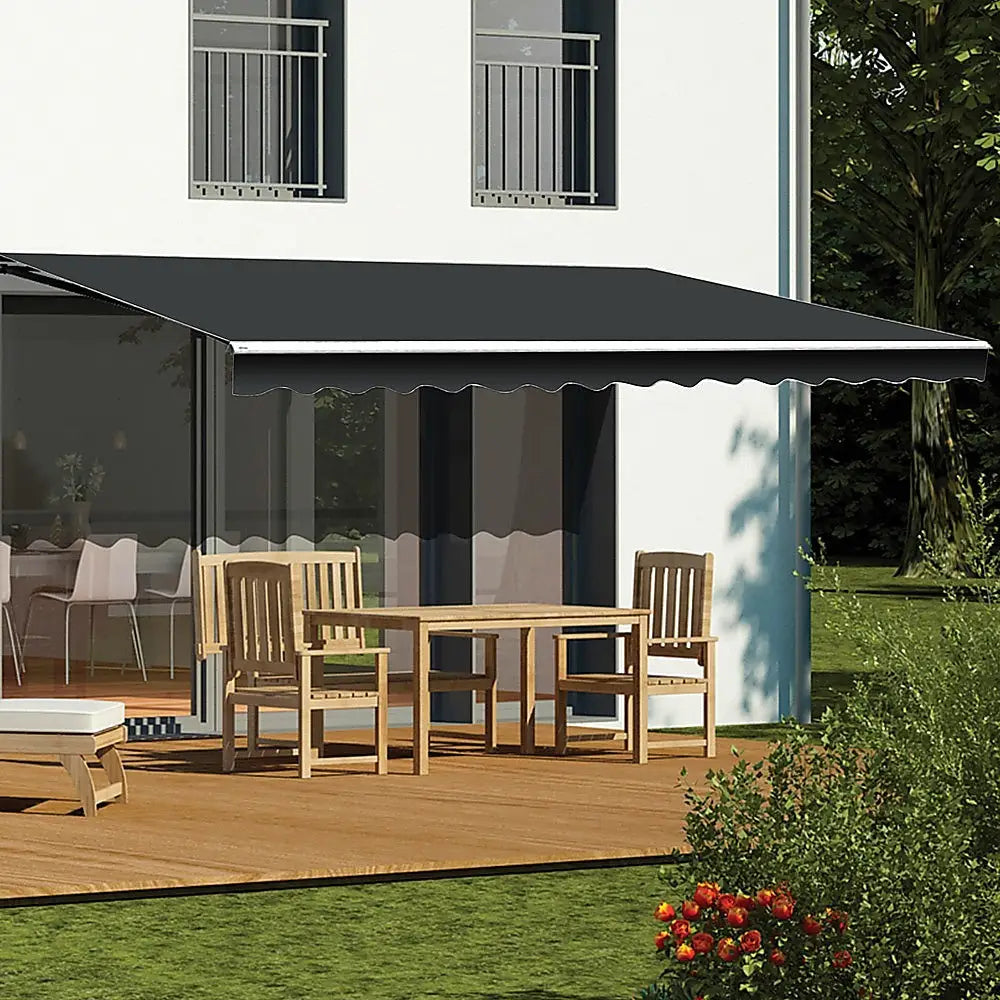 Motorised Outdoor Folding Arm Awning Retractable Sunshade Canopy Grey 4.0m x 2.5m - Home & Garden > Shading