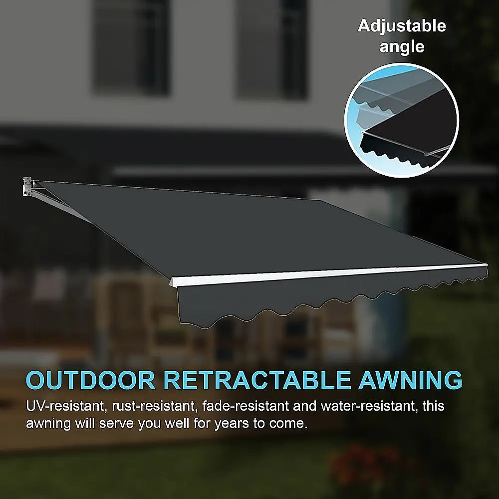 Motorised Outdoor Folding Arm Awning Retractable Sunshade Canopy Grey 4.0m x 3.0m - Home & Garden > Shading