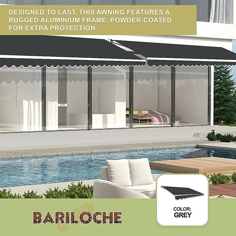 Motorised Outdoor Folding Arm Awning Retractable Sunshade Canopy Grey 4.0m x 3.0m - Home & Garden > Shading