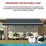 Motorised Outdoor Folding Arm Awning Retractable Sunshade Canopy Grey 3.0m x 2.5m - Home & Garden > Shading