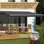 Motorised Outdoor Folding Arm Awning Retractable Sunshade Canopy Grey 5.0m x 3.0m - Home & Garden > Shading