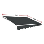 Motorised Outdoor Folding Arm Awning Retractable Sunshade Canopy Grey 3.0m x 2.5m - Home & Garden > Shading