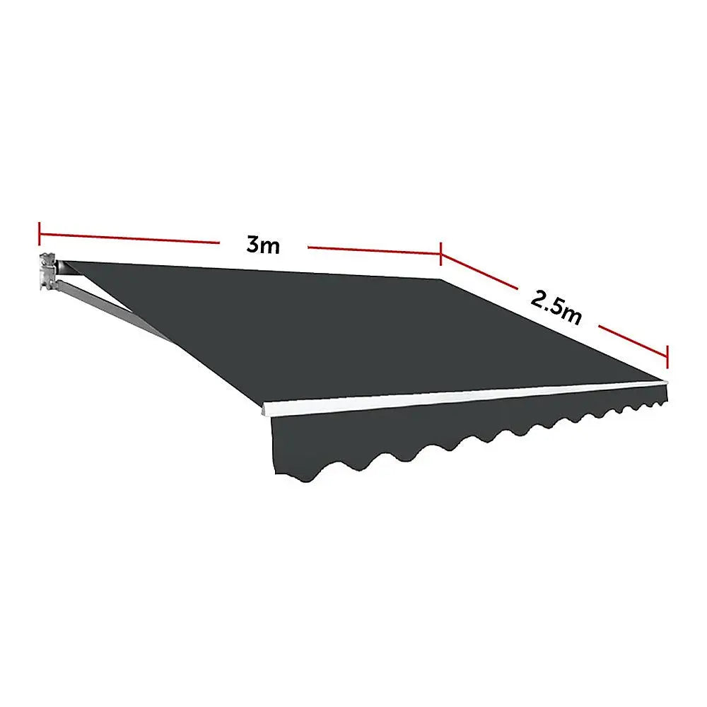 Motorised Outdoor Folding Arm Awning Retractable Sunshade Canopy Grey 3.0m x 2.5m - Home & Garden > Shading