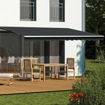 Motorised Outdoor Folding Arm Awning Retractable Sunshade Canopy Grey 4.0m x 3.0m - Home & Garden > Shading