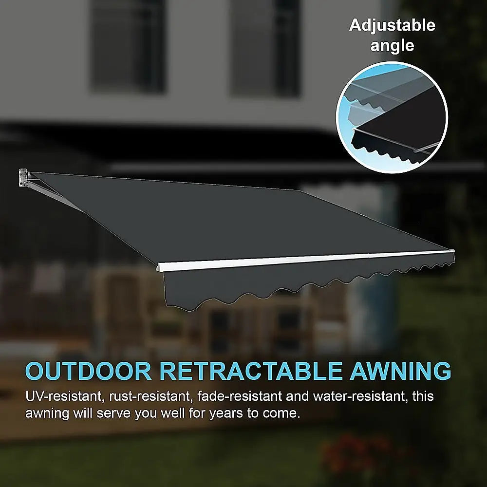 Motorised Outdoor Folding Arm Awning Retractable Sunshade Canopy Grey 5.0m x 3.0m - Home & Garden > Shading
