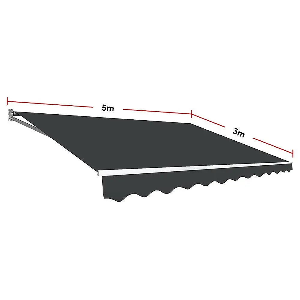 Motorised Outdoor Folding Arm Awning Retractable Sunshade Canopy Grey 5.0m x 3.0m - Home & Garden > Shading