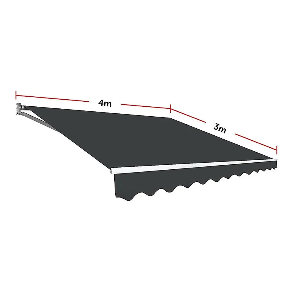 Motorised Outdoor Folding Arm Awning Retractable Sunshade Canopy Grey 4.0m x 3.0m - Home & Garden > Shading