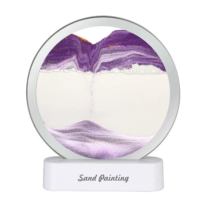 Moving Sand Art Picture with LED Night Light Base - USB Powered Relaxing Desktop Decor(Purple) - Home & Garden >