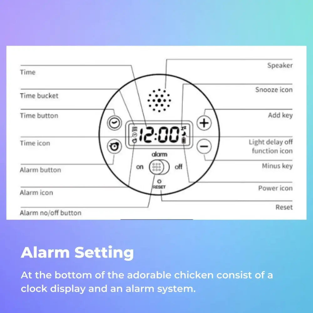 Muid Wake Up Chicken Night Lamp Alarm Clock White HM--104-MUID - Home & Garden > Lighting