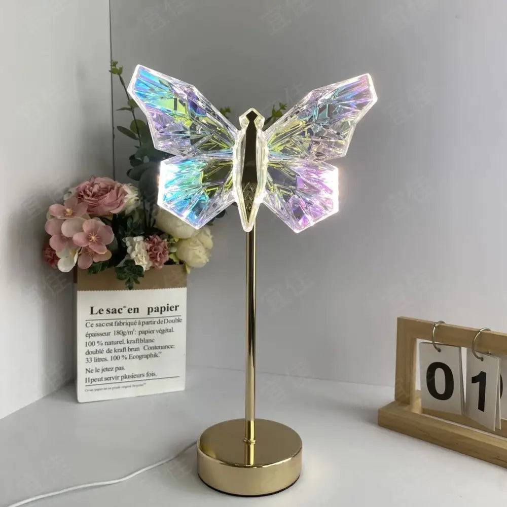 Muliticolor Butterfly LED Night Light - Creative Crystal Design for Ambient Lighting - Home & Garden > Lighting > Table