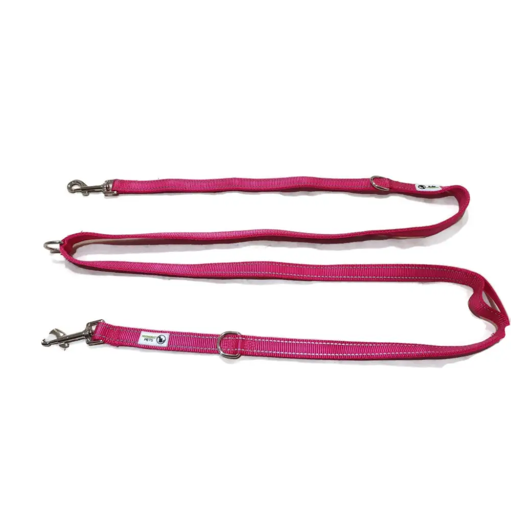 Multi Dog Lead - Nylon w/Reflective Stitching - Double Clip,Coupler Waist Belt Short/Long Quicktie - Moondidley Pets
