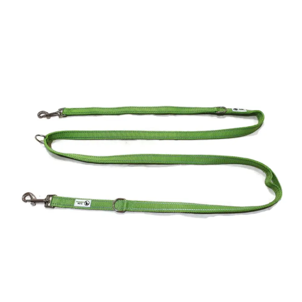 Multi Dog Lead - Nylon w/Reflective Stitching - Double Clip,Coupler Waist Belt Short/Long Quicktie - Moondidley Pets