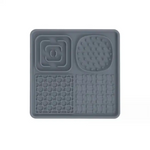 Multi-Functional Slow Feeder Mat for Dogs- Anti-Slip Lick Pad with Multiple Textures Square 2PCS (Black & Grey) - Pet
