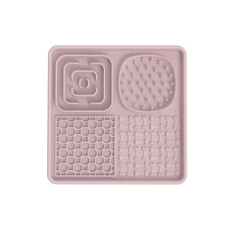 Multi-Functional Slow Feeder Mat for Dogs- Anti-Slip Lick Pad with Multiple Textures Square 2PCS (Blue & Pink) - Pet