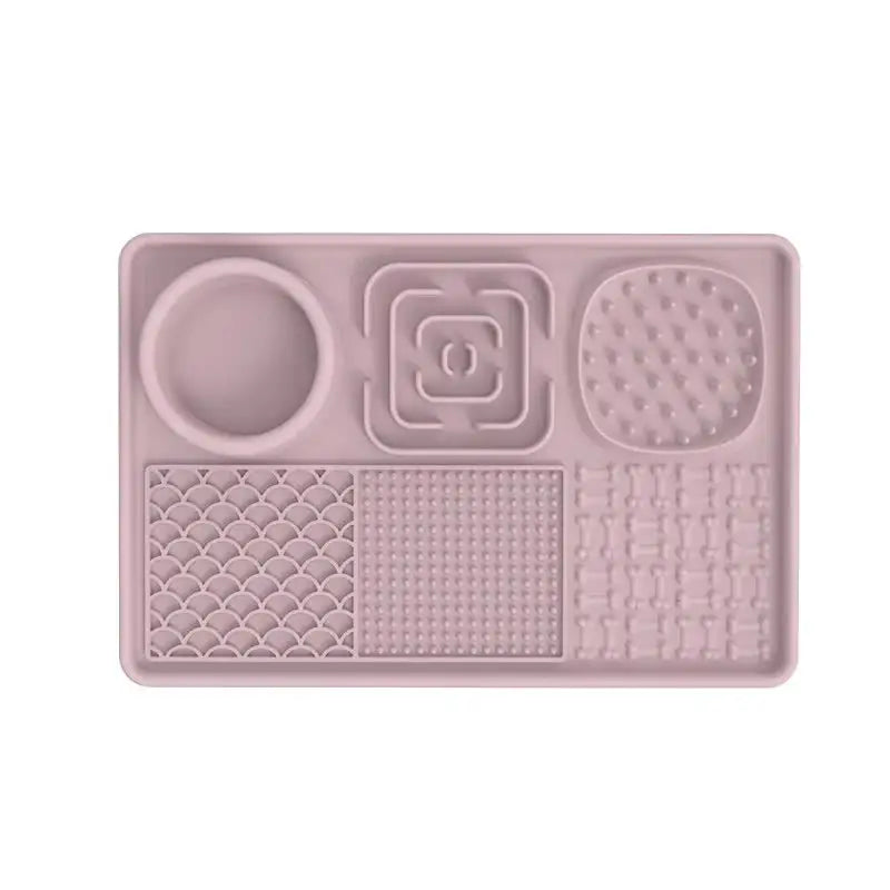 Multi-Functional Slow Feeder Mat for Dogs- Anti-Slip Lick Pad with Multiple Textures Rectangle 2PCS (Blue & Pink) - Pet