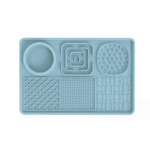 Multi-Functional Slow Feeder Mat for Dogs- Anti-Slip Lick Pad with Multiple Textures Rectangle 2PCS (Blue & Pink) - Pet