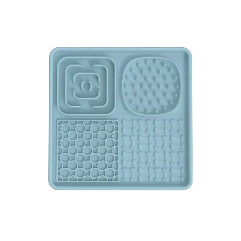 Multi-Functional Slow Feeder Mat for Dogs- Anti-Slip Lick Pad with Multiple Textures Square 2PCS (Blue & Black) - Pet