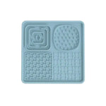 Multi-Functional Slow Feeder Mat for Dogs- Anti-Slip Lick Pad with Multiple Textures Square 2PCS (Blue & Grey) - Pet