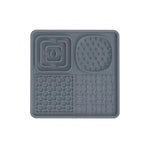 Multi-Functional Slow Feeder Mat for Dogs- Anti-Slip Lick Pad with Multiple Textures Square 2PCS (Blue & Grey) - Pet