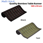Multi Stitch Bamboo Table Runner 140 x 33cm Teal - Home & Garden > Kitchenware