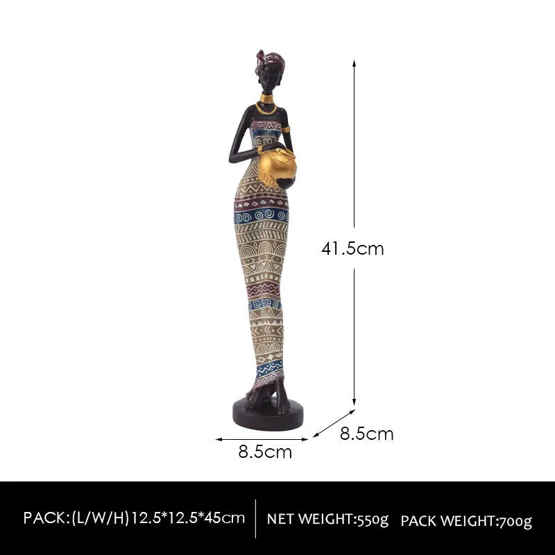 Multicolor Exotic African Woman Figurine - Elegant Resin Sculptures for Home Decor - Home & Garden > Decor > Vases &