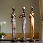 Multicolor Exotic African Woman Figurine - Elegant Resin Sculptures for Home Decor - Home & Garden > Decor > Vases &