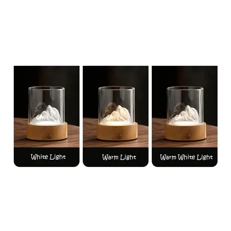 Multicolor LED Glass Night Light with Mountain Design USB Rechargeable - Home & Garden > Lighting > Night Lights &
