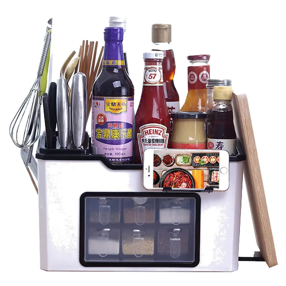 Multifunction Kitchen Utensils Condiment Storage Rack Seasoning Storage Box - Home & Garden > Storage